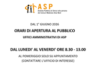 ORARI DI APERTURA AL PUBBLICO